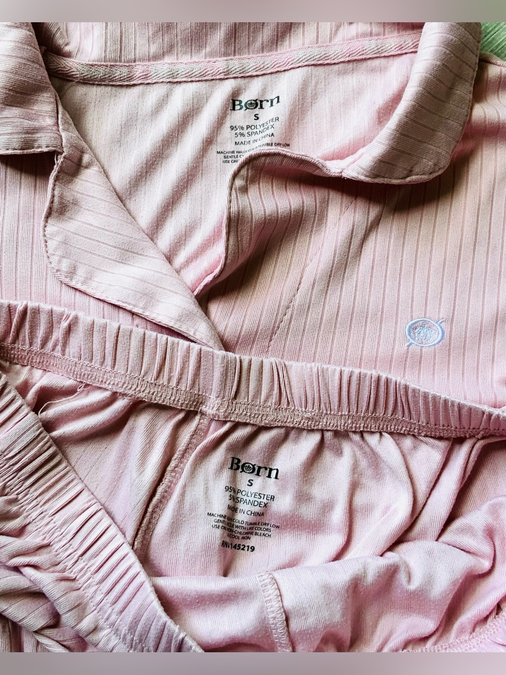Born Ribbed Button Down Top & Shorts Pajama Set Small - Picture 2 of 14